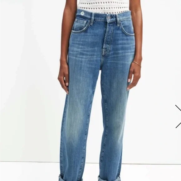 7 for All Mankind EASY STRAIGHT WITH EMBROIDERY IN SPRUCE RIGID